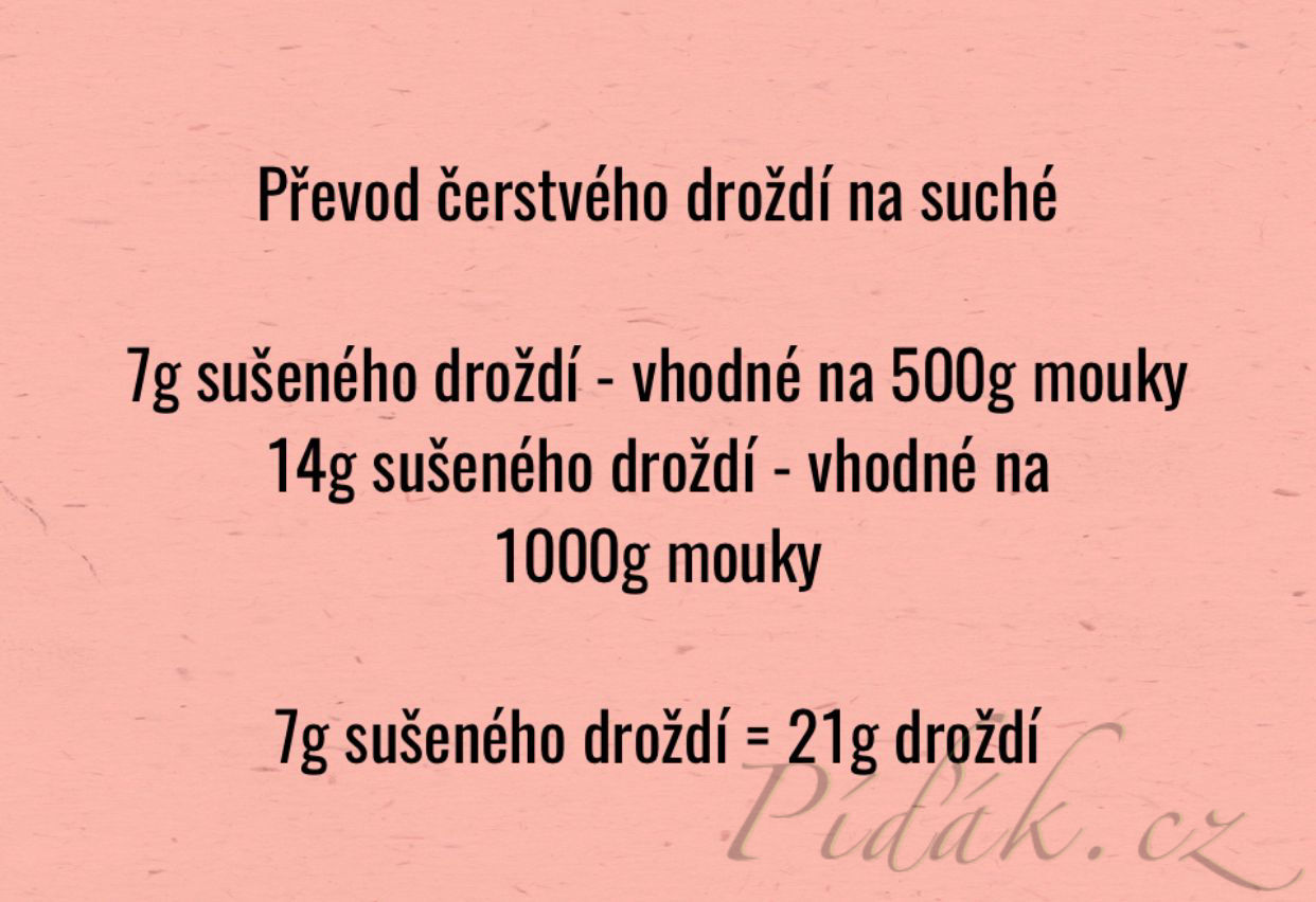 1. obrázek Převod čerstvého droždí na suché 